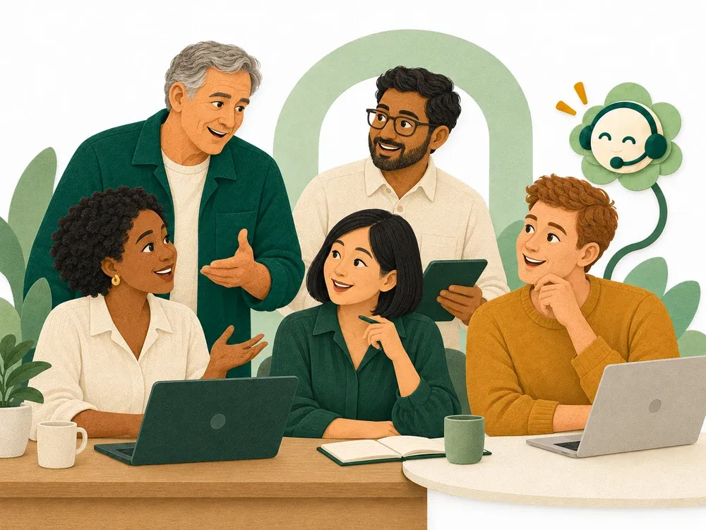 Five colleagues across a larger organisation, supported by Ahoyhoy.